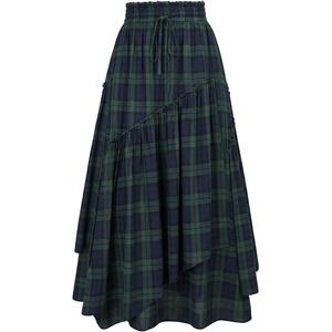 image:imageSCARLRT Darkness Long Skirts for Women Renaissance Flowy Pirate Maxi SkirtBlue Green Plaid
