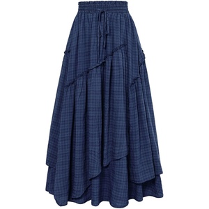 image:imageSCARLRT Darkness Long Skirts for Women Renaissance Flowy Pirate Maxi SkirtBlue Plaid