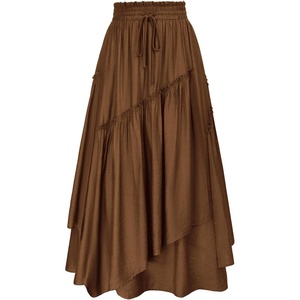 image:imageSCARLRT Darkness Long Skirts for Women Renaissance Flowy Pirate Maxi SkirtBrown