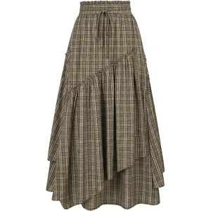 image:imageSCARLRT Darkness Long Skirts for Women Renaissance Flowy Pirate Maxi SkirtBrown Plaid