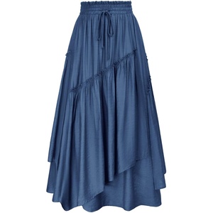 image:imageSCARLRT Darkness Long Skirts for Women Renaissance Flowy Pirate Maxi SkirtDenim Blue