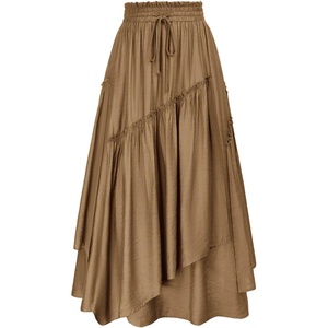 image:imageSCARLRT Darkness Long Skirts for Women Renaissance Flowy Pirate Maxi SkirtKhaki