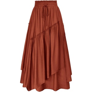 image:imageSCARLRT Darkness Long Skirts for Women Renaissance Flowy Pirate Maxi SkirtRust