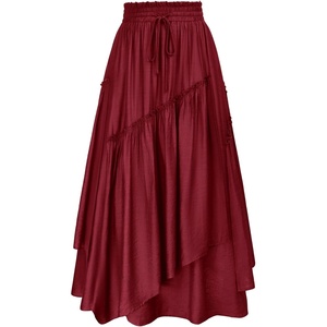image:imageSCARLRT Darkness Long Skirts for Women Renaissance Flowy Pirate Maxi SkirtWine