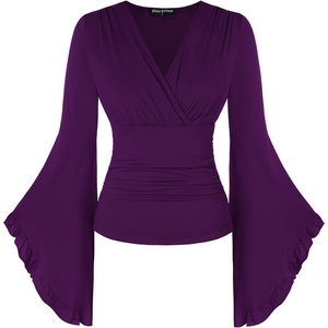 image:imageScarlet Darkness Bell Sleeve Tops for Women Renaissance Pirate ShirtDark Purple