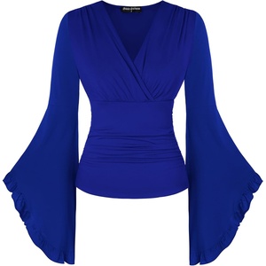 image:imageScarlet Darkness Bell Sleeve Tops for Women Renaissance Pirate ShirtKlein Blue