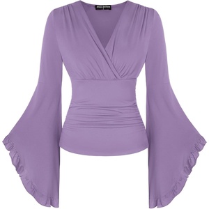 image:imageScarlet Darkness Bell Sleeve Tops for Women Renaissance Pirate ShirtLight Purple