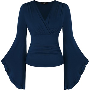 image:imageScarlet Darkness Bell Sleeve Tops for Women Renaissance Pirate ShirtNavy Blue