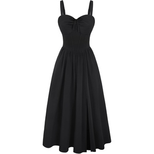 image:imageScarlet Darkness Corset Midi Dress Women Cocktail Party Milkmaid SundressBlack
