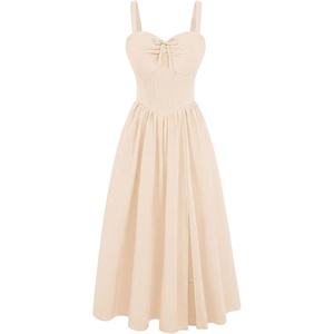 image:imageScarlet Darkness Corset Midi Dress Women Cocktail Party Milkmaid SundressCream