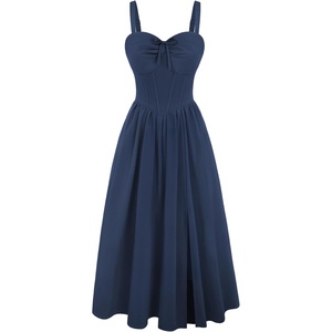image:imageScarlet Darkness Corset Midi Dress Women Cocktail Party Milkmaid SundressDark Blue