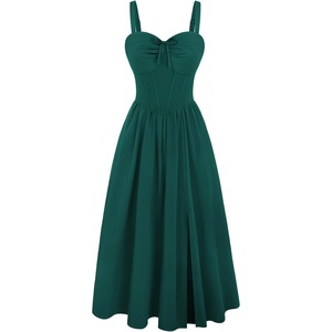 image:imageScarlet Darkness Corset Midi Dress Women Cocktail Party Milkmaid SundressDark Green