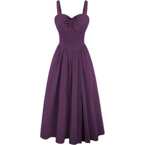 image:imageScarlet Darkness Corset Midi Dress Women Cocktail Party Milkmaid SundressGrape Royale