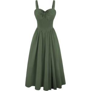 image:imageScarlet Darkness Corset Midi Dress Women Cocktail Party Milkmaid SundressOlive Green