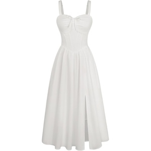 image:imageScarlet Darkness Corset Midi Dress Women Cocktail Party Milkmaid SundressWhite