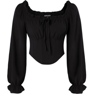 image:imageScarlet Darkness Corset Tops for Women Long Sleeve Renaissance Shirt BlouseBlack