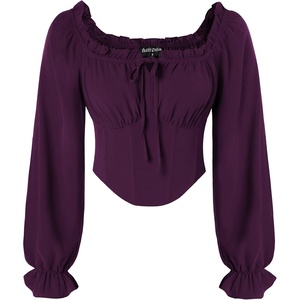 image:imageScarlet Darkness Corset Tops for Women Long Sleeve Renaissance Shirt BlouseDeep Purple