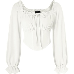 image:imageScarlet Darkness Corset Tops for Women Long Sleeve Renaissance Shirt BlouseWhite