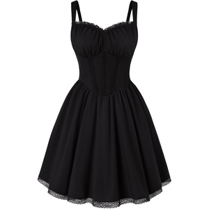 image:imageScarlet Darkness Lace Corset Mini Dress with Pocket Women Teens Grad OutfitBlack