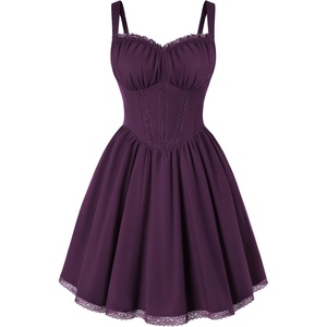 image:imageScarlet Darkness Lace Corset Mini Dress with Pocket Women Teens Grad OutfitGrape Royale