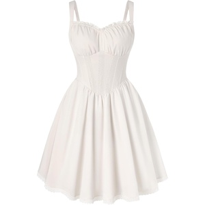 image:imageScarlet Darkness Lace Corset Mini Dress with Pocket Women Teens Grad OutfitIvory White