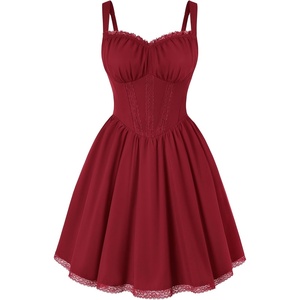image:imageScarlet Darkness Lace Corset Mini Dress with Pocket Women Teens Grad OutfitRed