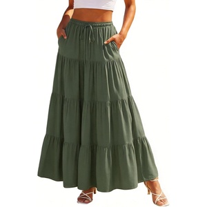 image:imageScarlet Darkness Long Skirts for Women Flowy Tiered Renaissance Maxi SkirtArmy Green