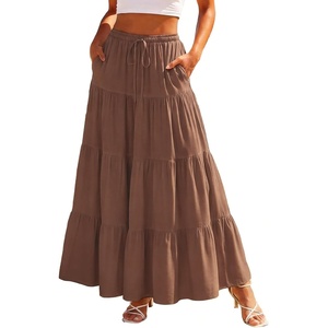 image:imageScarlet Darkness Long Skirts for Women Flowy Tiered Renaissance Maxi SkirtBrown
