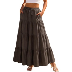 image:imageScarlet Darkness Long Skirts for Women Flowy Tiered Renaissance Maxi SkirtCoffee
