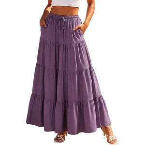 image:imageScarlet Darkness Long Skirts for Women Flowy Tiered Renaissance Maxi SkirtDeep Purple