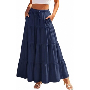 image:imageScarlet Darkness Long Skirts for Women Flowy Tiered Renaissance Maxi SkirtNavy Blue