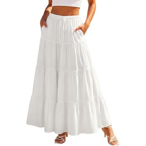 image:imageScarlet Darkness Long Skirts for Women Flowy Tiered Renaissance Maxi SkirtWhite