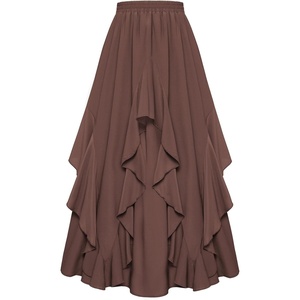 image:imageScarlet Darkness Long Skirts for Women Ruffled Flowy Renaissance Maxi SkirtBrown