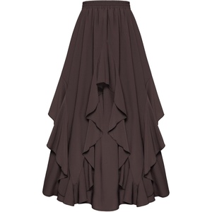image:imageScarlet Darkness Long Skirts for Women Ruffled Flowy Renaissance Maxi SkirtDark Brown
