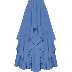 image:imageScarlet Darkness Long Skirts for Women Ruffled Flowy Renaissance Maxi SkirtDenim Blue
