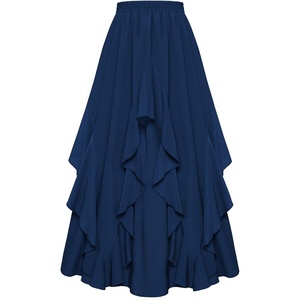 image:imageScarlet Darkness Long Skirts for Women Ruffled Flowy Renaissance Maxi SkirtNavy Blue