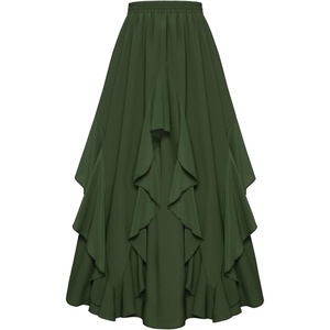 image:imageScarlet Darkness Long Skirts for Women Ruffled Flowy Renaissance Maxi SkirtOlive Green