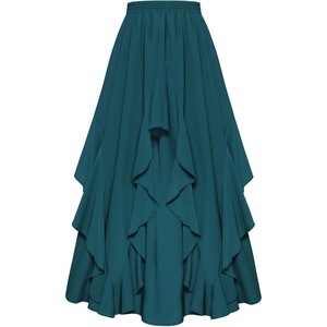 image:imageScarlet Darkness Long Skirts for Women Ruffled Flowy Renaissance Maxi SkirtPeacock Blue