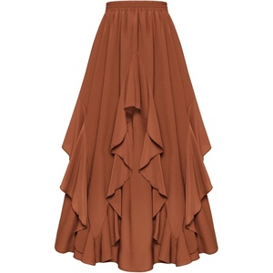 image:imageScarlet Darkness Long Skirts for Women Ruffled Flowy Renaissance Maxi SkirtRust