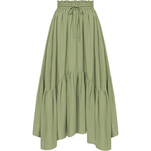 image:imageScarlet Darkness Maxi Skirts for Women Flowy Boho Renaissance SkirtLight Olive Green
