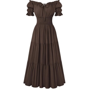 image:imageScarlet Darkness Off Shoulder Puff Sleeve Renaissance Cottage Pirate DressDark Brown
