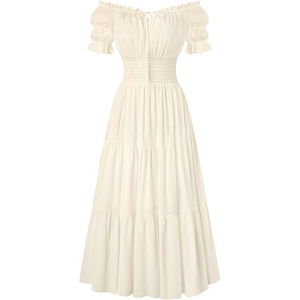 image:imageScarlet Darkness Off Shoulder Puff Sleeve Renaissance Cottage Pirate DressOyster White