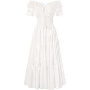 image:imageScarlet Darkness Off Shoulder Puff Sleeve Renaissance Cottage Pirate DressWhite