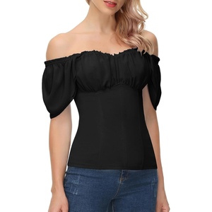 image:imageScarlet Darkness Off the Shoulder Tops for Women Renaissance Pirate ShirtBlack