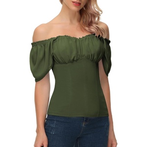 image:imageScarlet Darkness Off the Shoulder Tops for Women Renaissance Pirate ShirtOlive Green