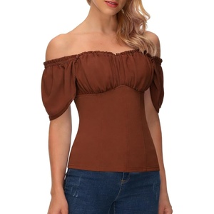 image:imageScarlet Darkness Off the Shoulder Tops for Women Renaissance Pirate ShirtOrange