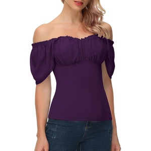 image:imageScarlet Darkness Off the Shoulder Tops for Women Renaissance Pirate ShirtPurple