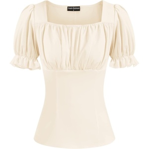 image:imageScarlet Darkness Peasant Tops for Women Puff Sleeve Renaissance ShirtApricot