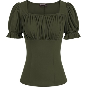 image:imageScarlet Darkness Peasant Tops for Women Puff Sleeve Renaissance ShirtArmy Green