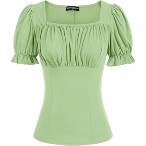 image:imageScarlet Darkness Peasant Tops for Women Puff Sleeve Renaissance ShirtBean Green